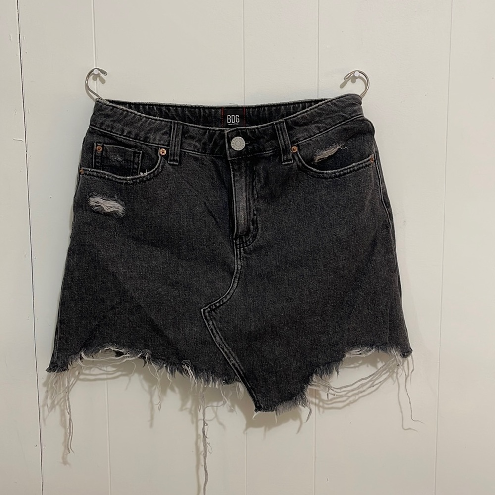 Urban Outfitters black distressed denim skirt size medium